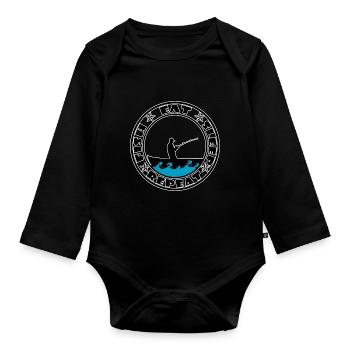 Pêche - Manger dormir poisson répéter - Body Bébé bio manches longues - noir - Devant