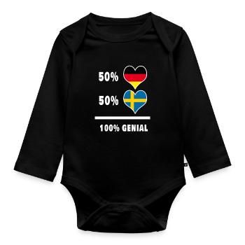 Allemagne et Suède Génial / cadeau drapeau - Body Bébé bio manches longues - noir - Devant