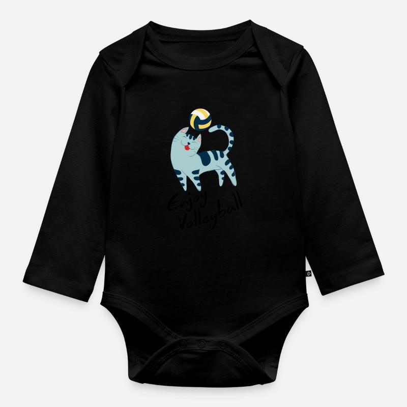 Chat de volleyball - Body Bébé bio manches longues - noir