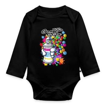 Graffitis cartoon style - Body Bébé bio manches longues - noir - Devant