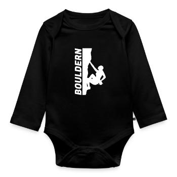 Bouldering Boulderer Climbing Climber - Organic Longsleeve Baby Bodysuit - black - Front
