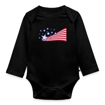 USA flag - Organic Longsleeve Baby Bodysuit - black - Front