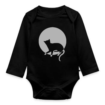 Katze Katze Katze Katze Katze Katze Mieze - Baby Bio-Langarm-Body - Schwarz - Vorne