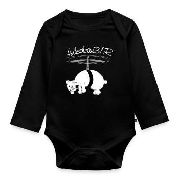 herziger, drolliger Bär - Baby Bio-Langarm-Body - Schwarz - Vorne
