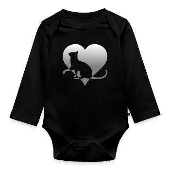 Katze Katze Katze Katze Katze Katze Mieze - Baby Bio-Langarm-Body - Schwarz - Vorne