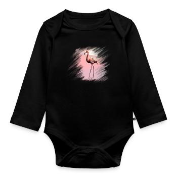 flamingo - Organic Longsleeve Baby Bodysuit - black - Front