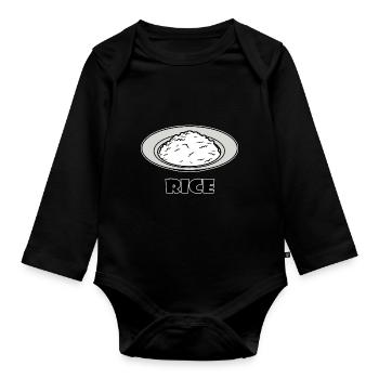 Riz - riz - manger du riz - Body Bébé bio manches longues - noir - Devant