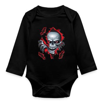 Skull - Body Bébé bio manches longues - noir - Devant