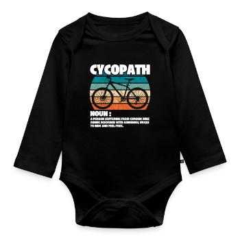 Mountain Biking Cycopath Noun - Organic Longsleeve Baby Bodysuit - black - Front