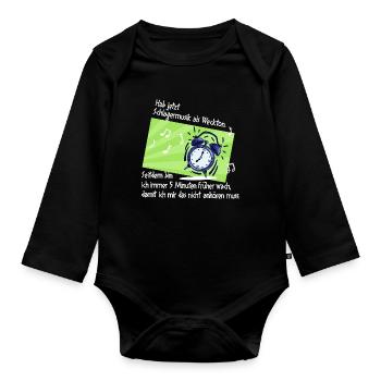 Schlagerfan Schlagerfan Schlager réveil disant - Body Bébé bio manches longues - noir - Devant
