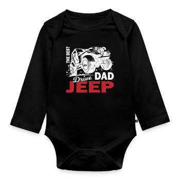 The Best Dad Drive Jeep - Baby Bio-Langarm-Body - Schwarz - Vorne