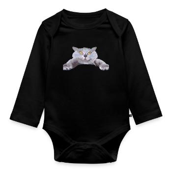 Katze - - Baby Bio-Langarm-Body - Schwarz - Vorne