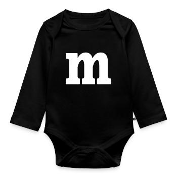 Funny Group Costume Letter M Costume Carnival - Organic Longsleeve Baby Bodysuit - black - Front