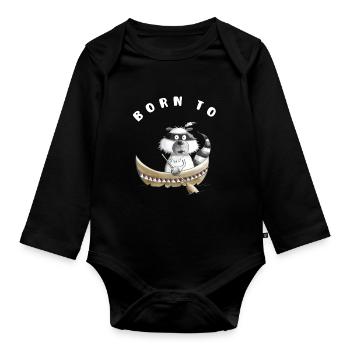 Pour la pagaie ou l’aviron Né cadeau de raton laveur - Body Bébé bio manches longues - noir - Devant