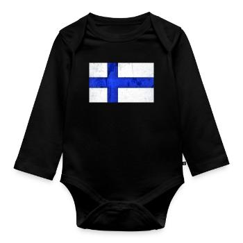 Drapeau de la Finlande - Body Bébé bio manches longues - noir - Devant