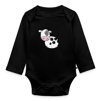 Drôle de vache BD I Enfants Cadeau I Kälbchen - Body Bébé bio manches longues - noir - Devant