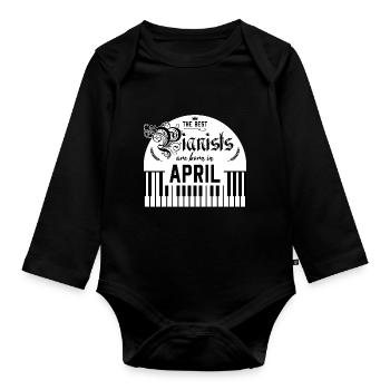 Anniversaire Piano Idée Cadeau Piano Avril - Body Bébé bio manches longues - noir - Devant