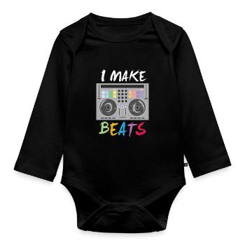 Je fais des beats - DJ Music Electric Mixer Mix - Body Bébé bio manches longues - noir - Devant