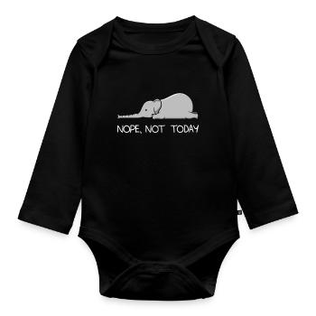 Pas aujourd'hui cadeau d'éléphant bébé paresseux drôle - Body Bébé bio manches longues - noir - Devant