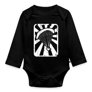 Gleitschirmflieger - Baby Bio-Langarm-Body - Schwarz - Vorne