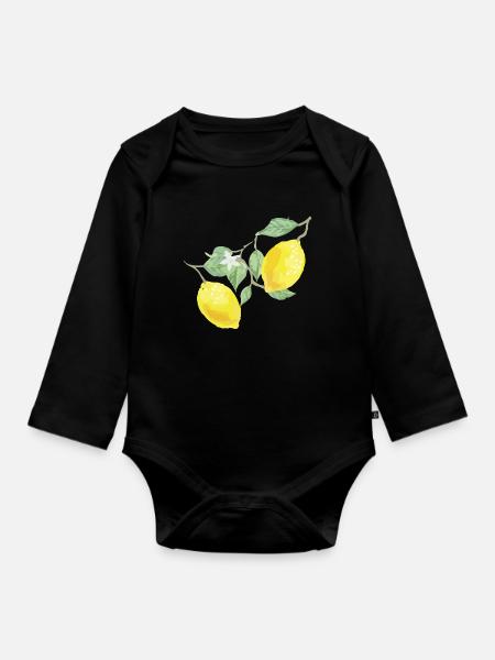 Zitronen - Baby Bio-Langarm-Body - Schwarz