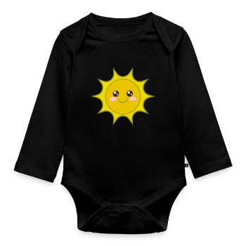 Sonne, süße niedliche Sonne, sun, cool baby shirt - Baby Bio-Langarm-Body - Schwarz - Vorne