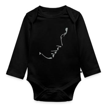 girl face, light and shadow - Baby Bio-Langarm-Body - Schwarz - Vorne