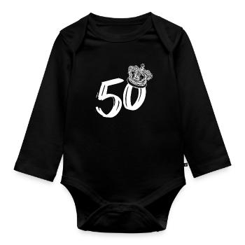 50th birthday 50 years crown Fifty gift - Organic Longsleeve Baby Bodysuit - black - Front