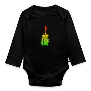 Regenbogen Splatter Gitarre - Baby Bio-Langarm-Body - Schwarz - Vorne