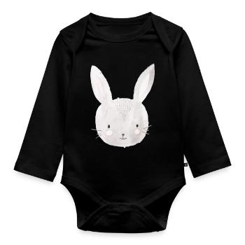 Hase Kaninchen Familie Osterhase - Baby Bio-Langarm-Body - Schwarz - Vorne