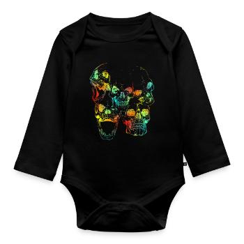 Skulls - Baby Bio-Langarm-Body - Schwarz - Vorne