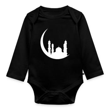 mosque islam crescent relegion faith turkey demo - Organic Longsleeve Baby Bodysuit - black - Front