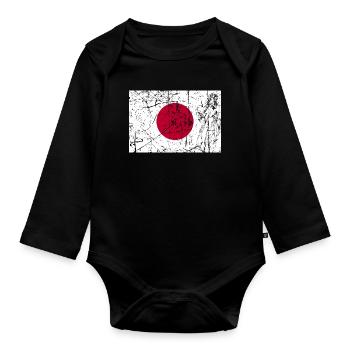 Japan flag Japan Fahne flag Flagge bandera - Organic Longsleeve Baby Bodysuit - black - Front