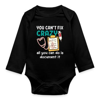 Nurse Tshirt Funny - Baby Bio-Langarm-Body - Schwarz - Vorne