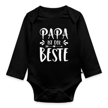 Papa ist der Beste - Baby Bio-Langarm-Body - Schwarz - Vorne