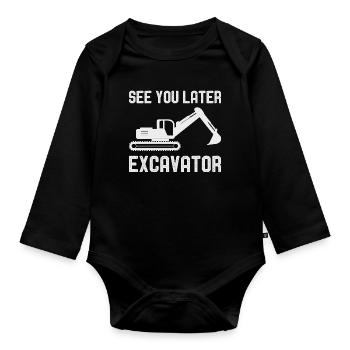 See You Later Excavator Excavator Engins de chantier - Body Bébé bio manches longues - noir - Devant