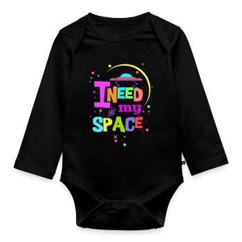 Ich brauche meinen Platz - Baby Bio-Langarm-Body - Schwarz - Vorne