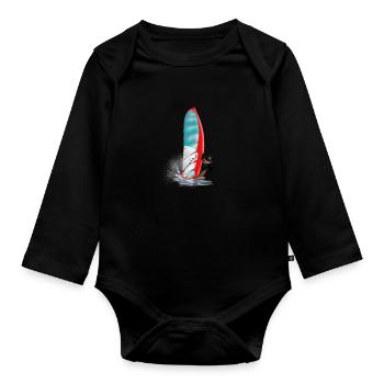windsurfing - Organic Longsleeve Baby Bodysuit - black - Front