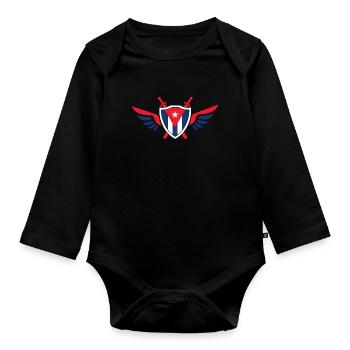 Kuba Flügel / Geschenk Havanna Karibik Cuba Flagge - Baby Bio-Langarm-Body - Schwarz - Vorne