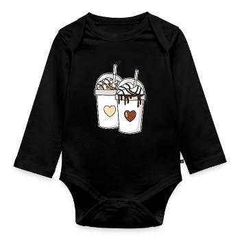 Couple de milkshake chocolat vanille - Body Bébé bio manches longues - noir - Devant