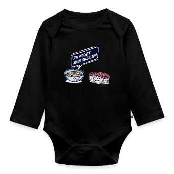 Sushi Lieblingsessen Miso Suppe Spruch Lustig - Baby Bio-Langarm-Body - Schwarz - Vorne
