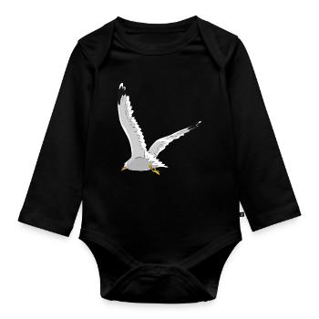 Möwe im Flug - Baby Bio-Langarm-Body - Schwarz - Vorne
