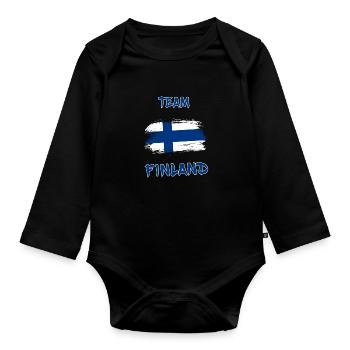 Team Finnland / Geschenk Helsinki Turku Suomi - Baby Bio-Langarm-Body - Schwarz - Vorne
