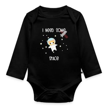 Science cat - Organic Longsleeve Baby Bodysuit - black - Front