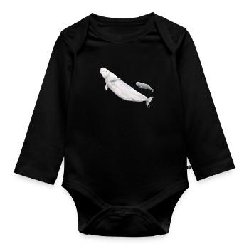 Beluga weiß und ihr Kalb - Beluga und Kalb - Baby Bio-Langarm-Body - Schwarz - Vorne