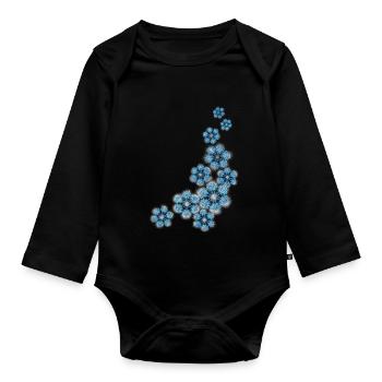 snowflakes - Organic Longsleeve Baby Bodysuit - black - Front