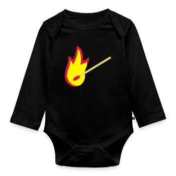 fire - Organic Longsleeve Baby Bodysuit - black - Front