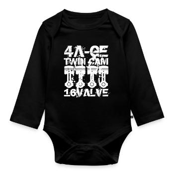 4A GE Twin Cam 16 Valve engine. The legendary engine - Organic Longsleeve Baby Bodysuit - black - Front