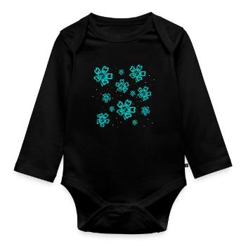 Neonblüten, Outlines - Baby Bio-Langarm-Body - Schwarz - Vorne