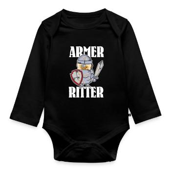 Armer Ritter, Frech Toast - Baby Bio-Langarm-Body - Schwarz - Vorne